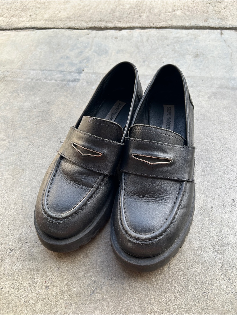 Steve Madden Black Penny Loafers